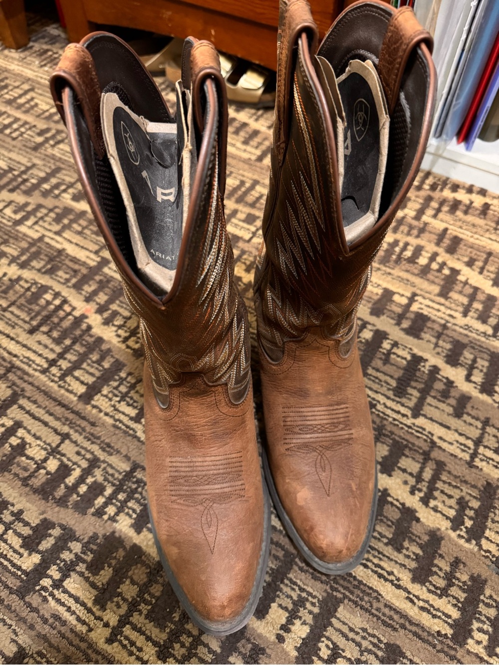 Durango Brown Leather Western Boots with Stitch Detail